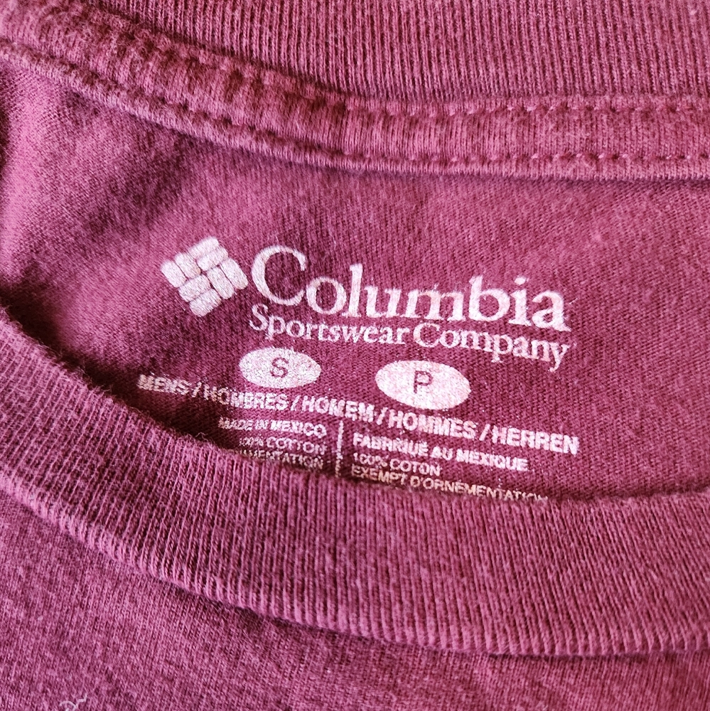 Columbia Men's Short Sleeve Tee - Burgundy, Yellow, Green Graphic - Picture 4 of 5